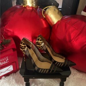 Christian Louboutin Leopard and Black Stiletto Heels